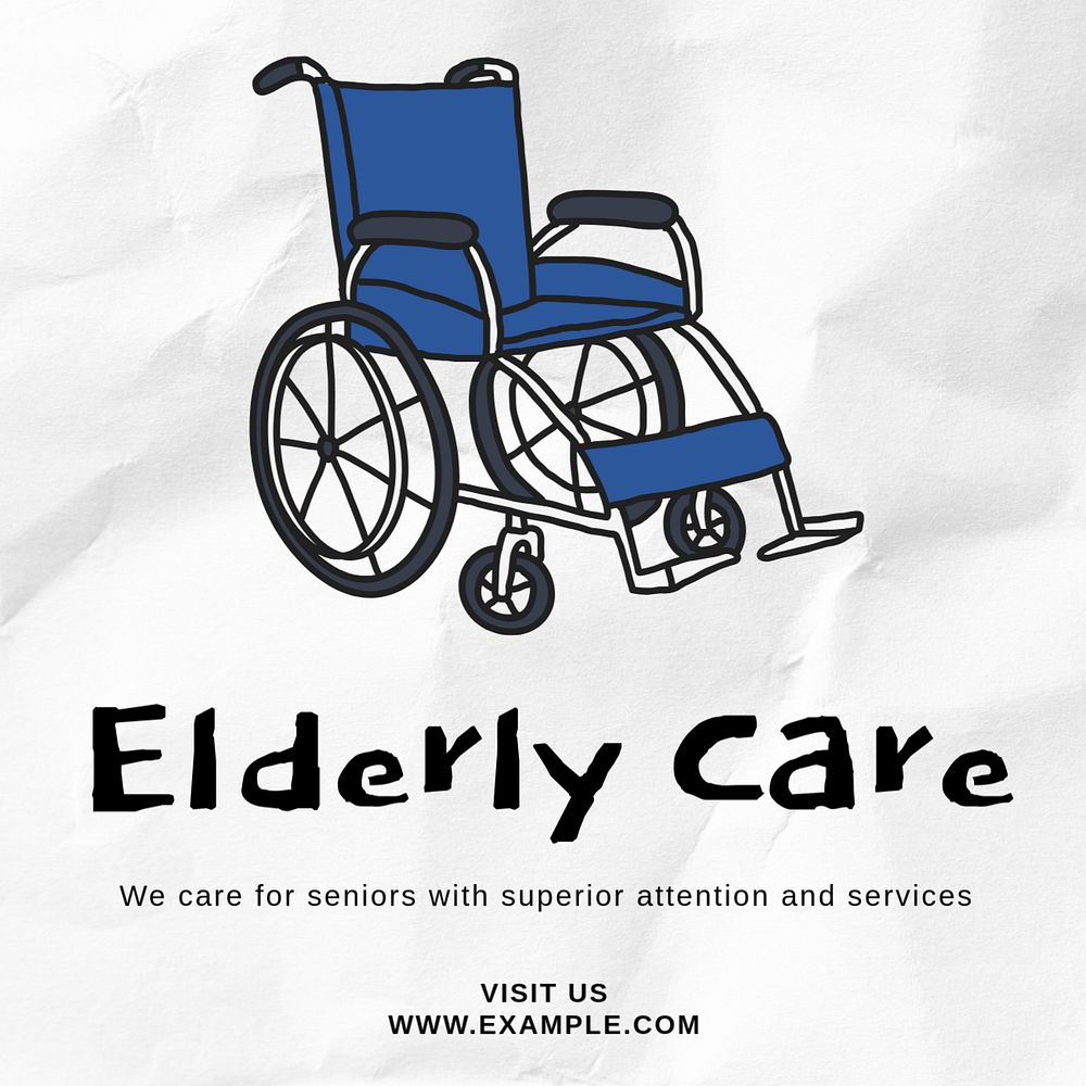 Elderly care Instagram post template, editable text