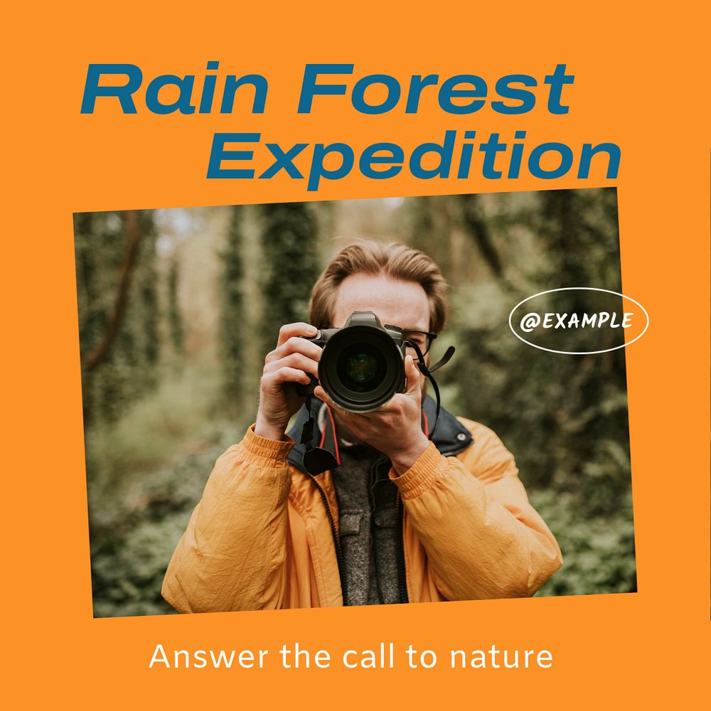 Rainforest hiking nature Instagram post template, editable text