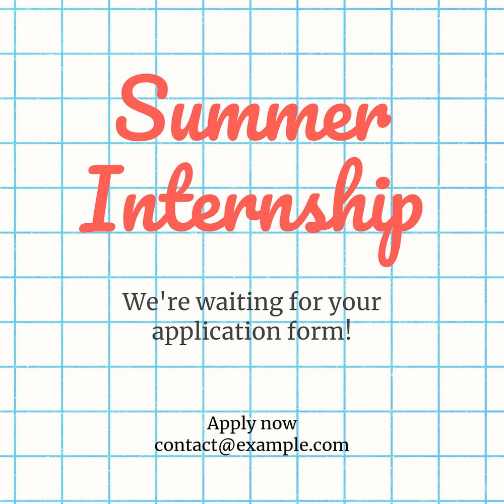 Summer internship Instagram post template, editable text