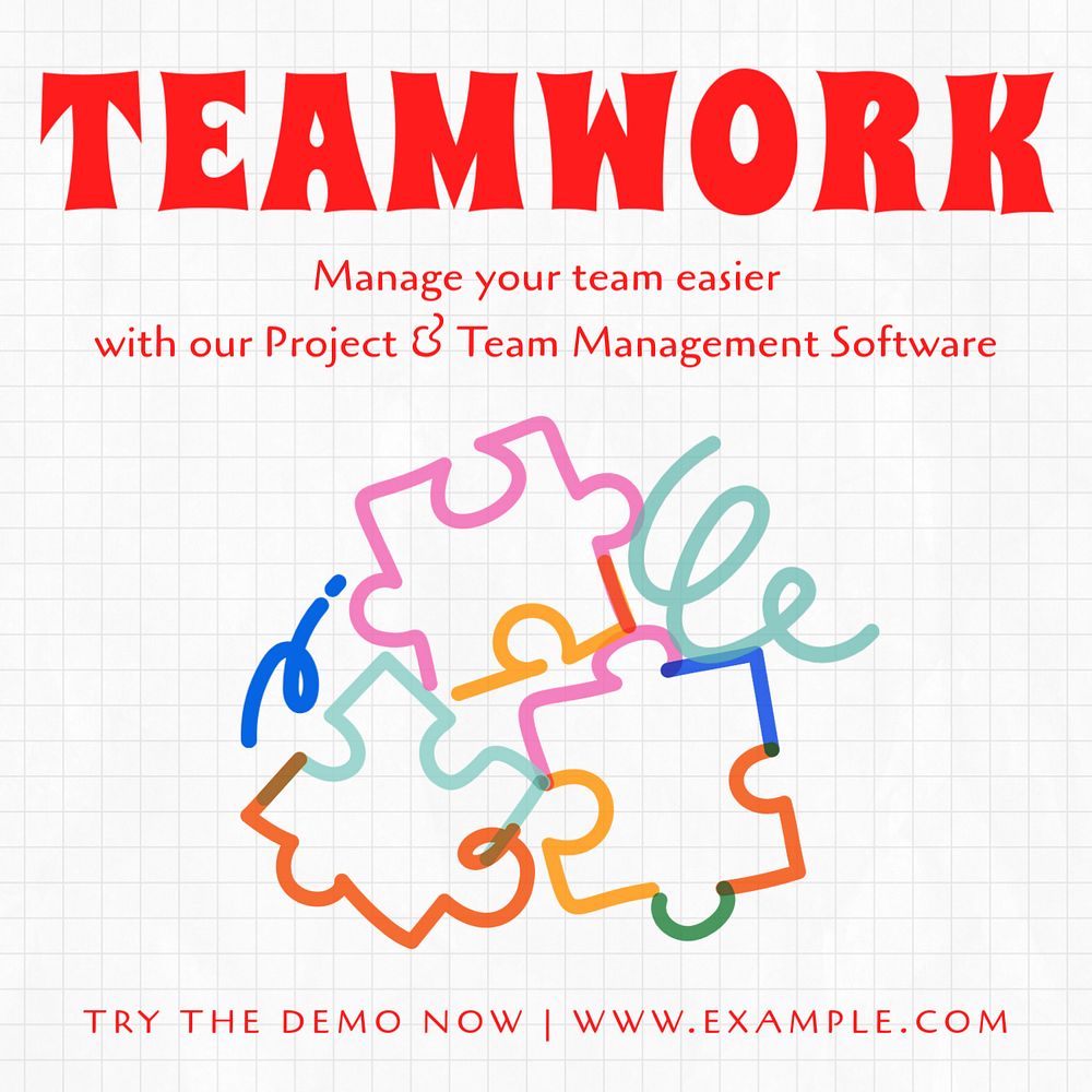 Team management software Instagram post template, editable text