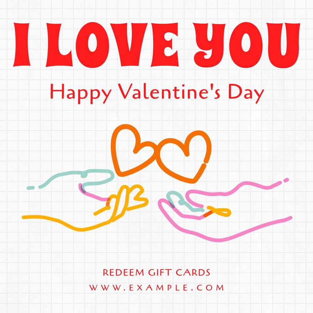 I love you Instagram post template, editable text