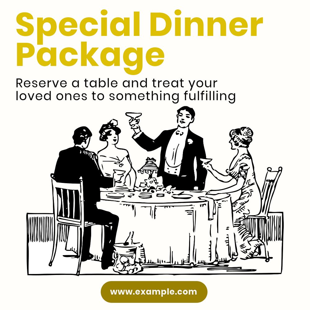 Special dinner restaurant Instagram post template, editable text