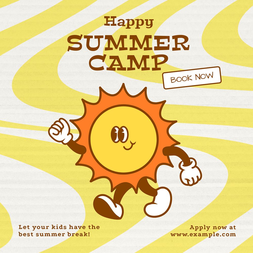 Summer camp Instagram post template, editable text