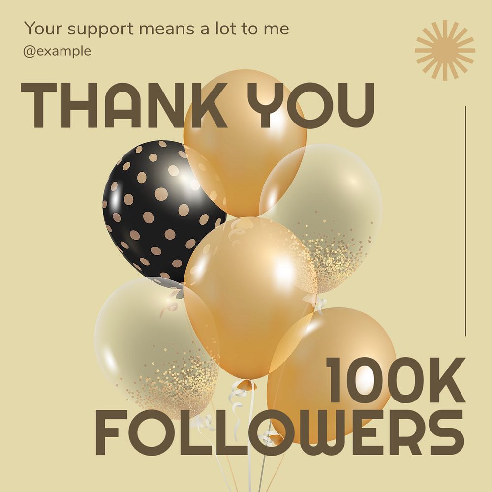 Thank you followers Instagram post template, editable text