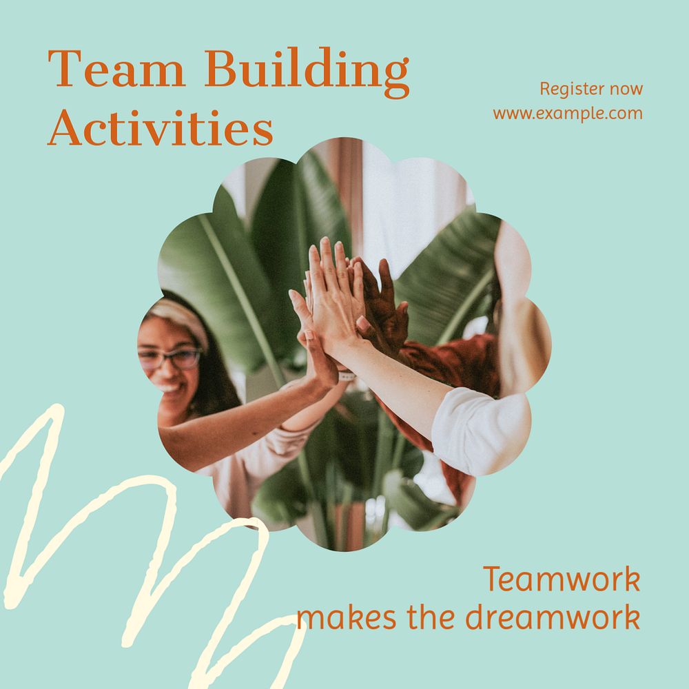 Team building work Instagram post template, editable text