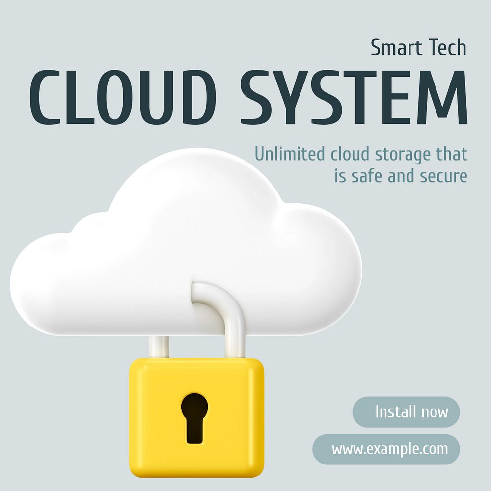 Cloud system Instagram post template, editable text