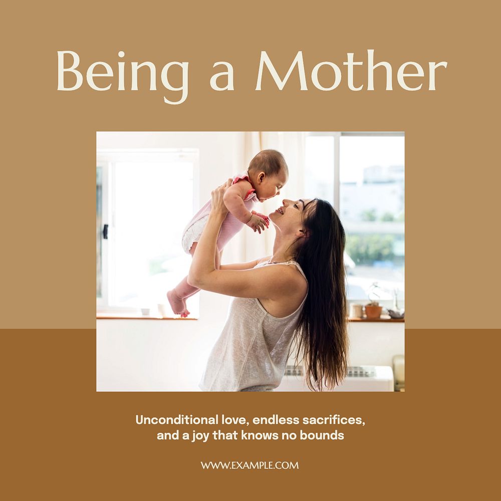 Being a mother Instagram post template, editable text