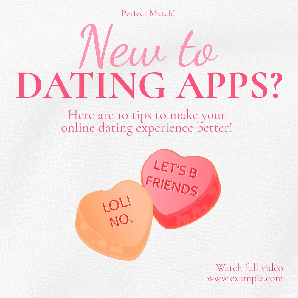 New to dating apps Instagram post template, editable text