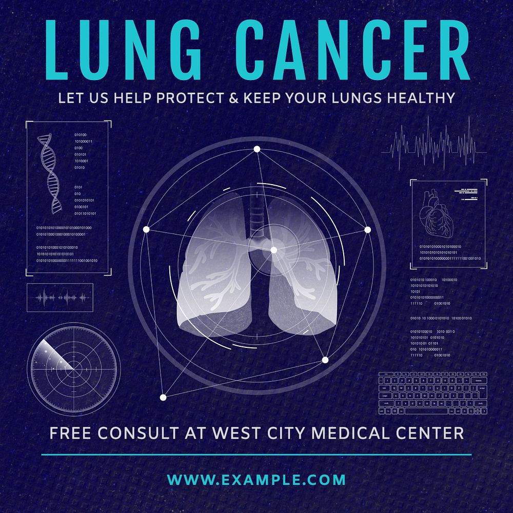 Lung cancer Instagram post template, editable text