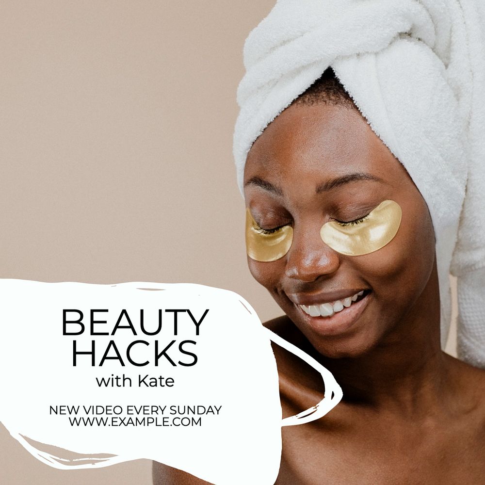 Beauty hacks  Instagram post template, editable text