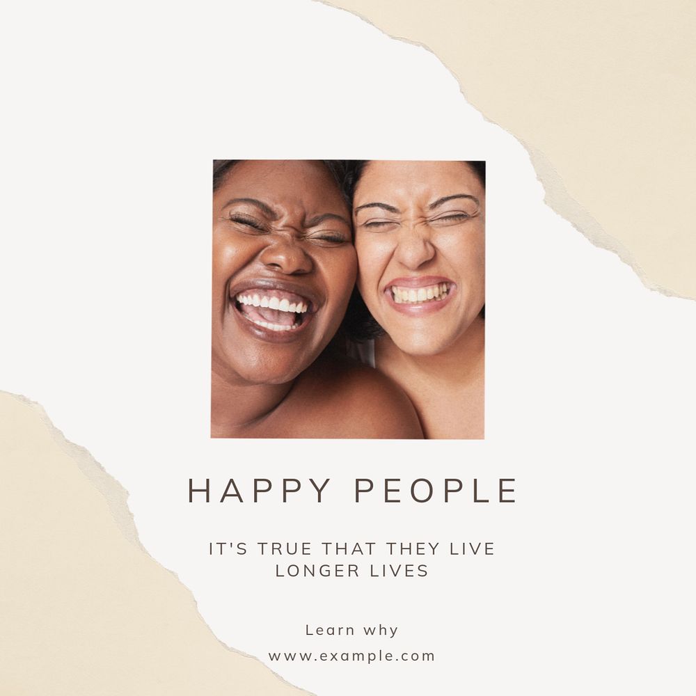 Happy people Instagram post template, editable text