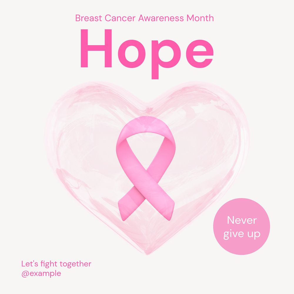 Hope & fight cancer Instagram post template, editable text