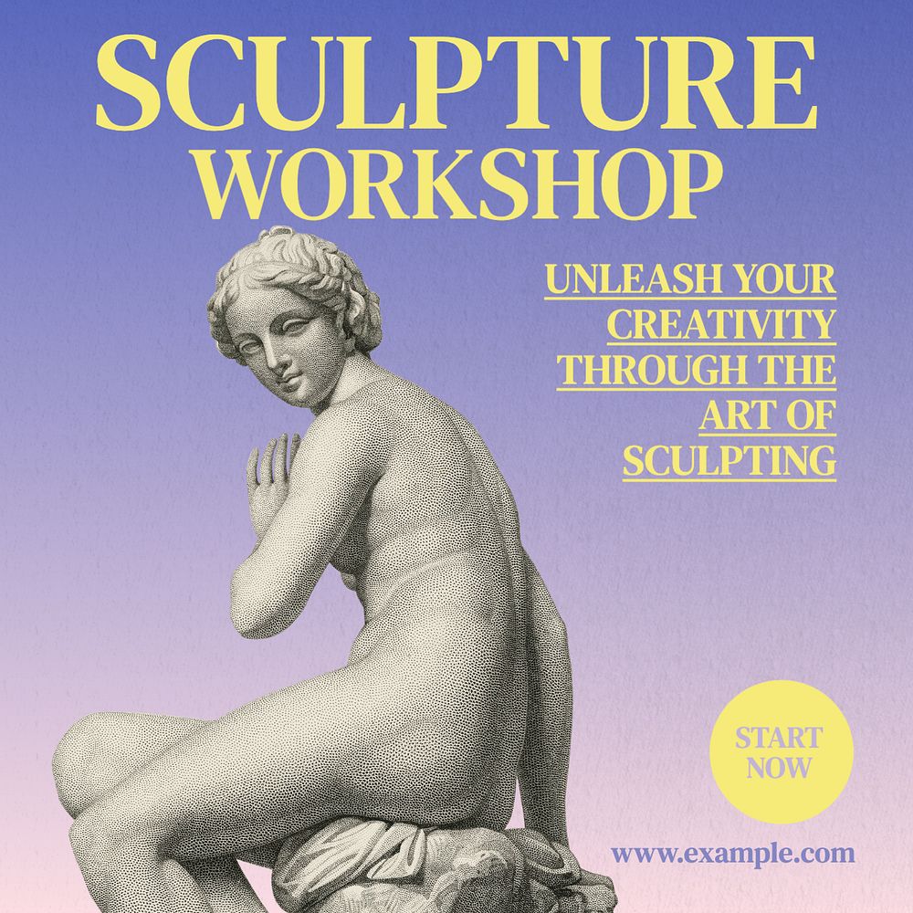 Sculpture workshop Instagram post template, editable text