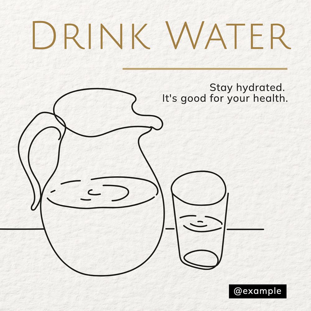 Drink water Instagram post template, editable text