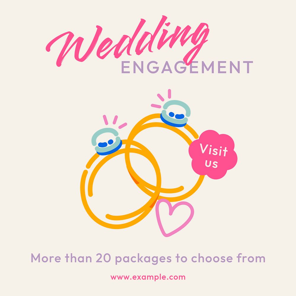 Wedding agency Instagram post template, editable text