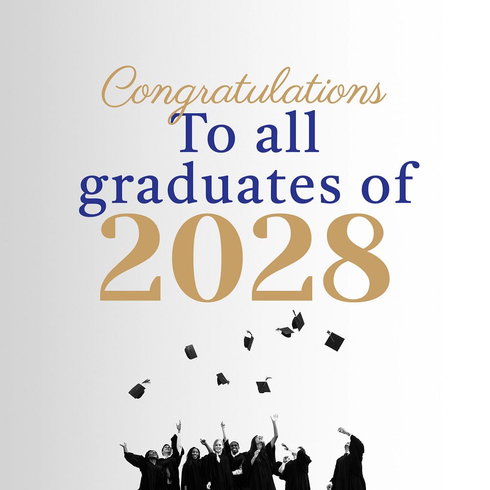 Graduation message Instagram post template, editable text