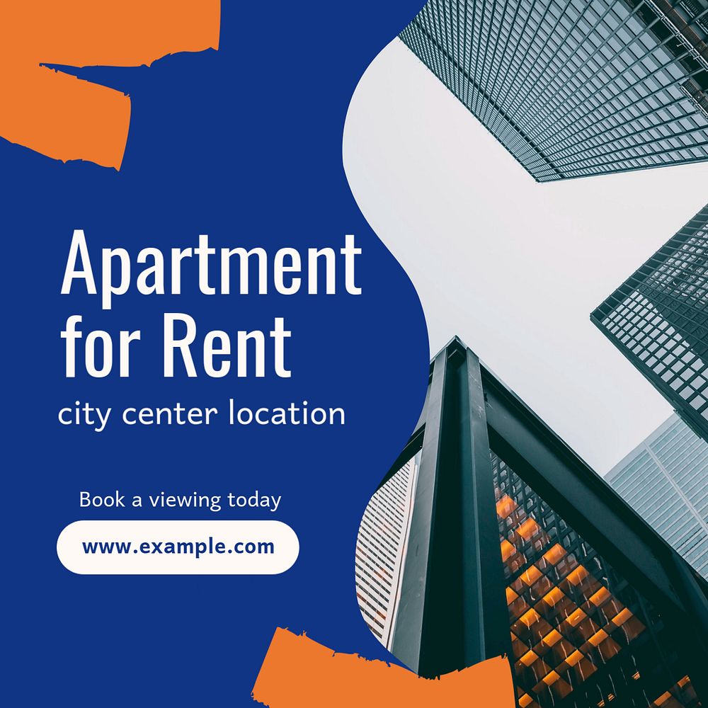 Apartment for rent Instagram post template, editable text