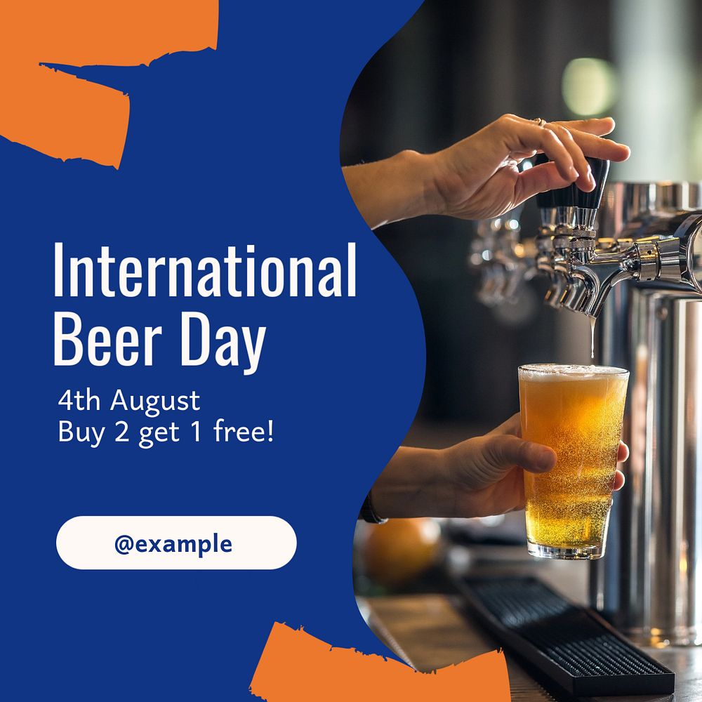 Beer day Instagram post template, editable text