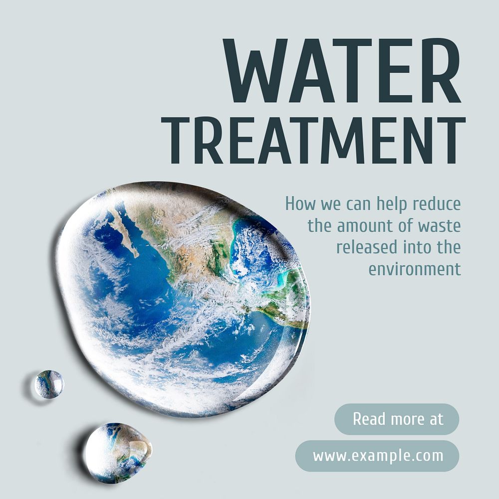 Water treatment Instagram post template, editable text