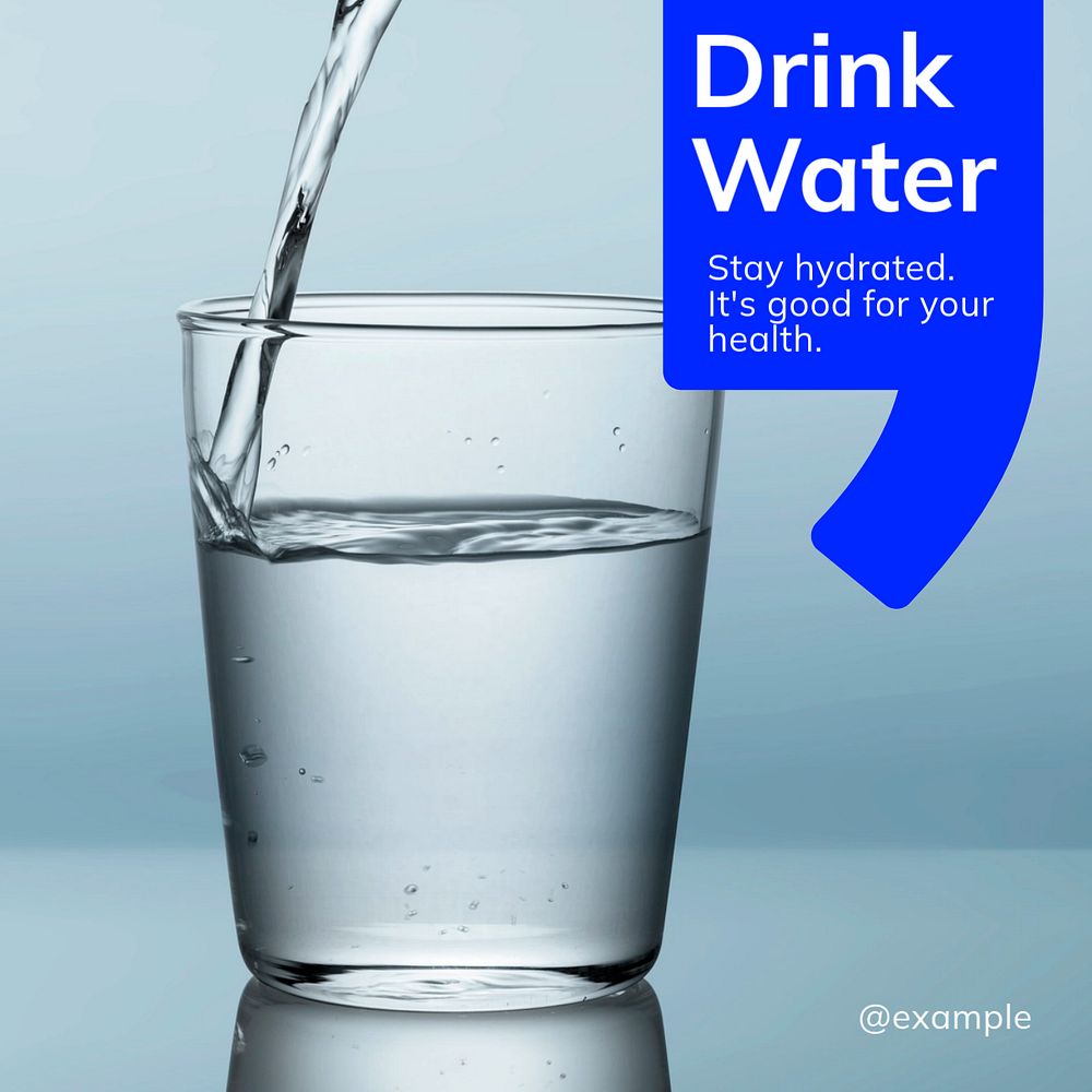 Drink water Instagram post template, editable text