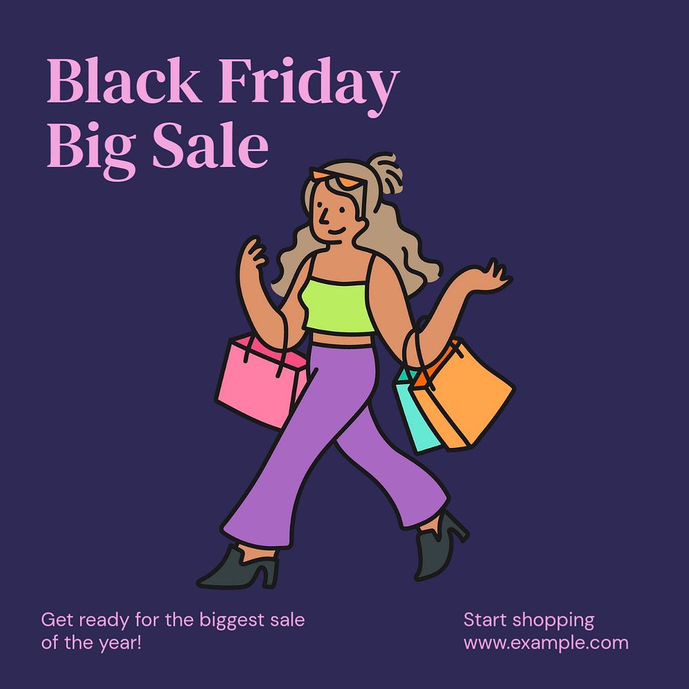 Black friday Instagram post template, editable text