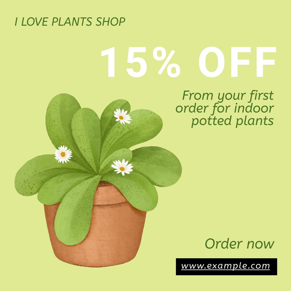 Plant shop Instagram post template, editable text