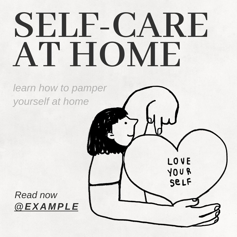 Home self care Instagram post template, editable text