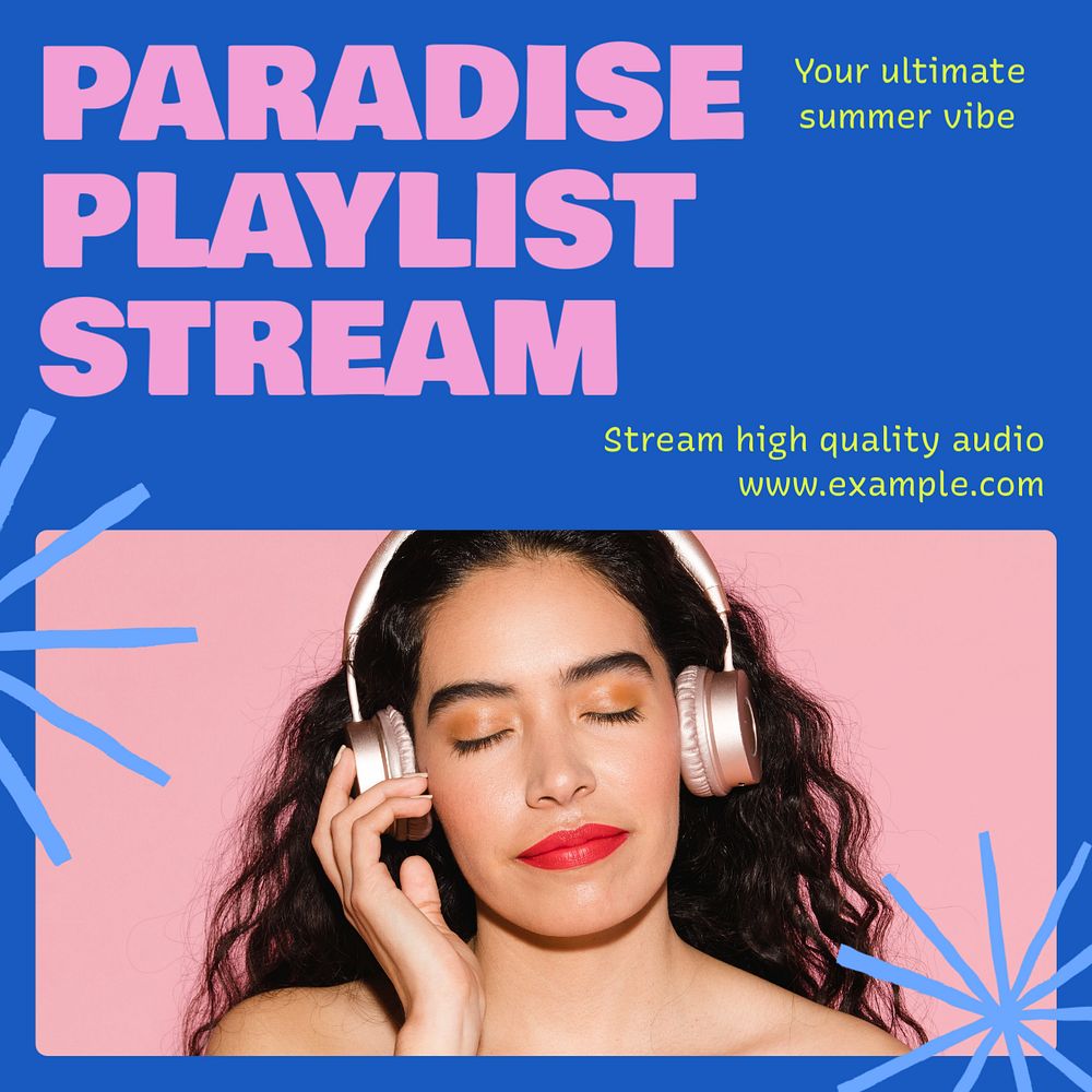 Playlist stream Instagram post template, editable text