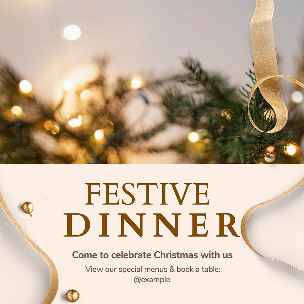 Christmas dinner Instagram post template, editable text