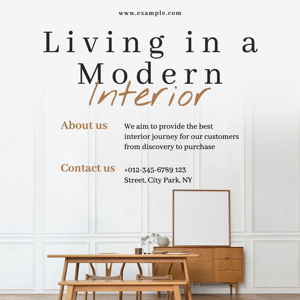 Modern interior Instagram post template, editable text