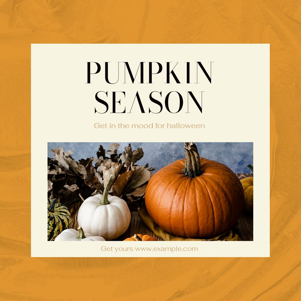 Pumpkin season Instagram post template, editable text