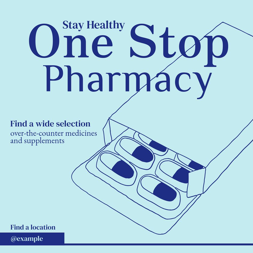 One stop pharmacy Instagram post template, editable text