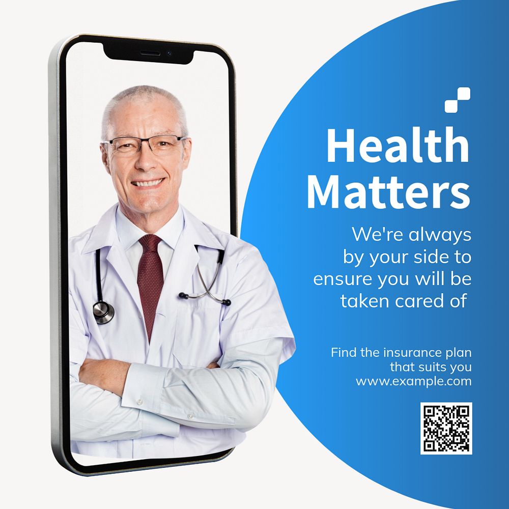 Insurance ads Instagram post template, editable text