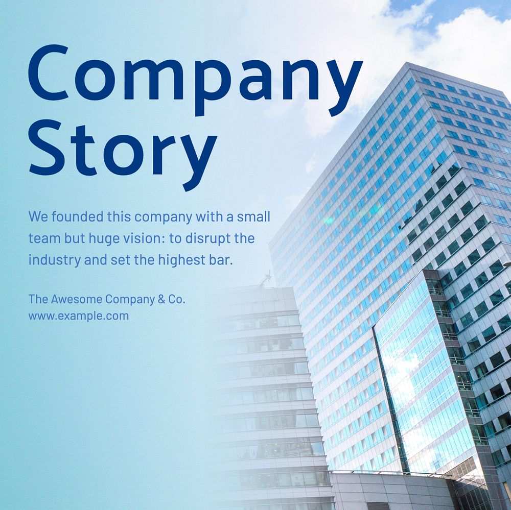 Company story  Instagram post template, editable text