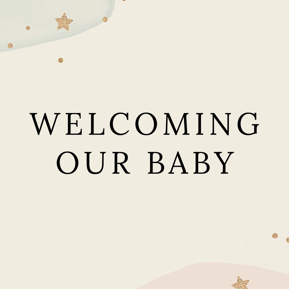 Baby shower Instagram post template, editable text