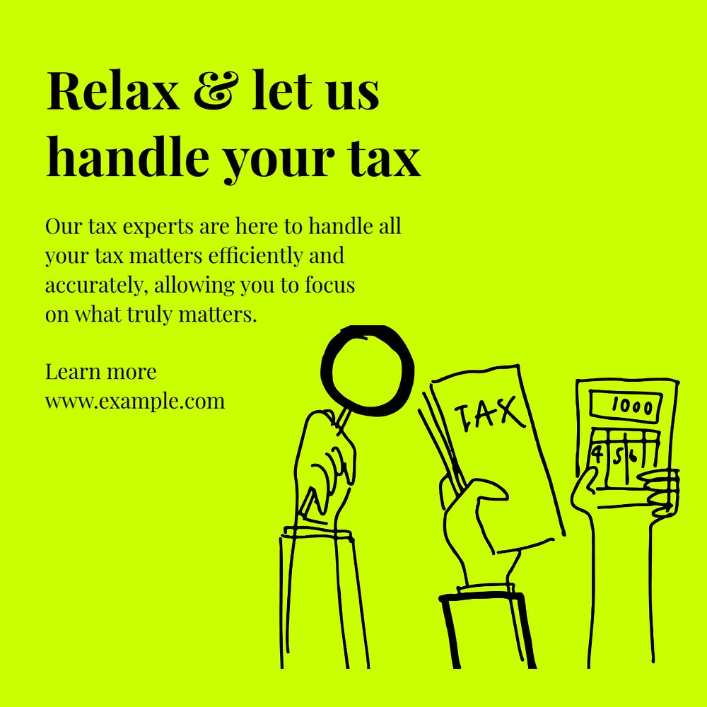 Tax service Instagram post template, editable text