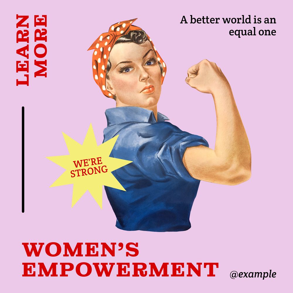 Women's empowerment Instagram post template, editable text