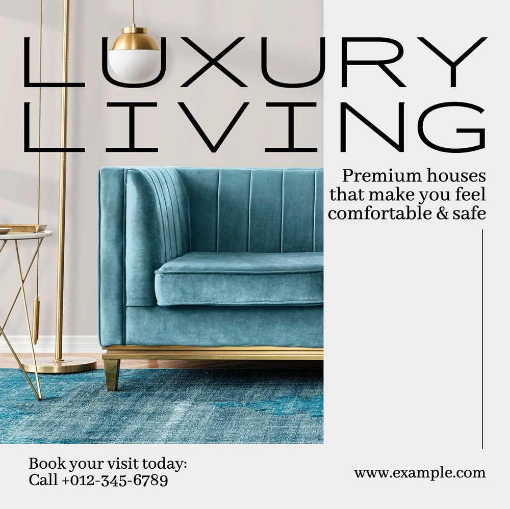 Luxury living  Instagram post template, editable text