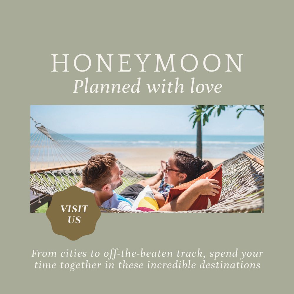 Honeymoon planner Instagram post template, editable text