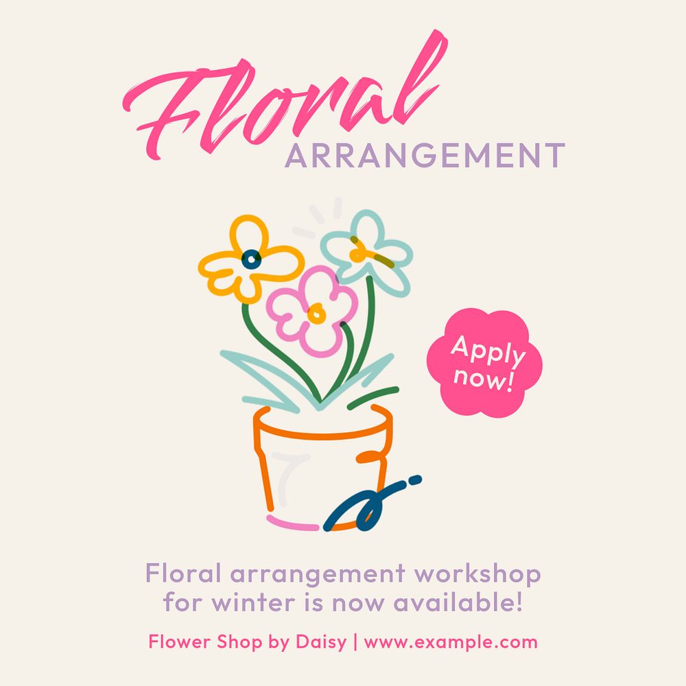 Floral arrangement Instagram post template, editable text