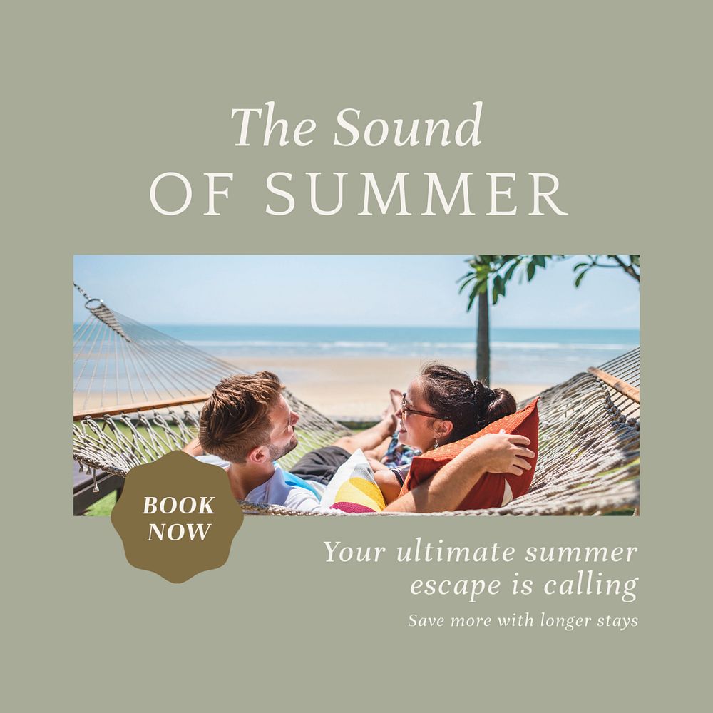 Summer travel ads Instagram post template, editable text