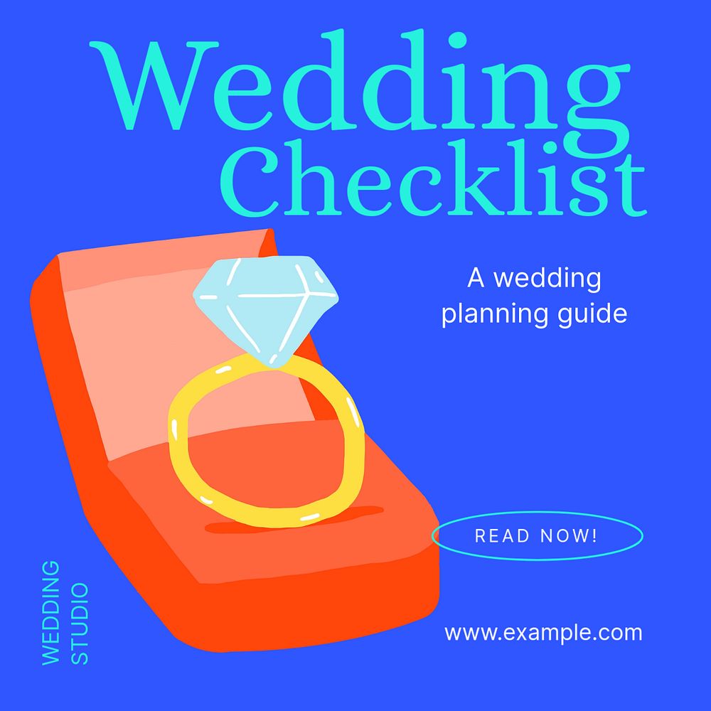 Wedding checklist Instagram post template, editable text