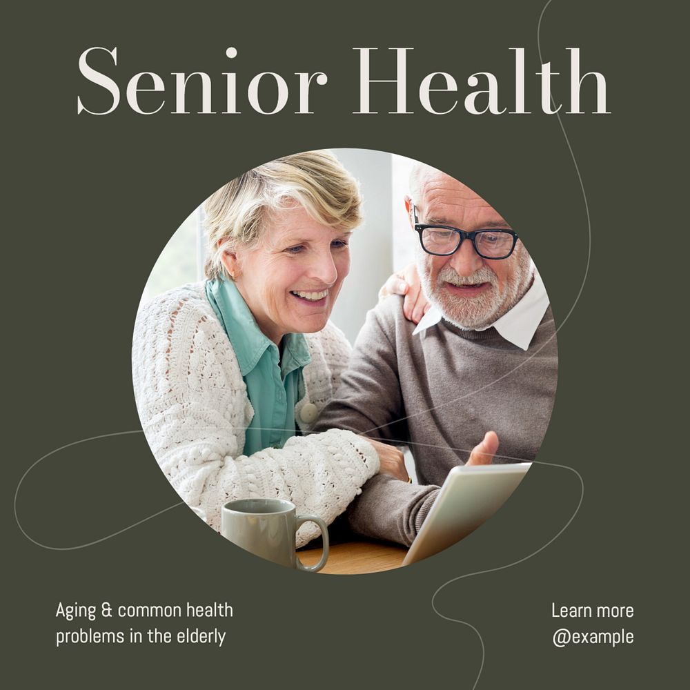 Senior health Instagram post template, editable text