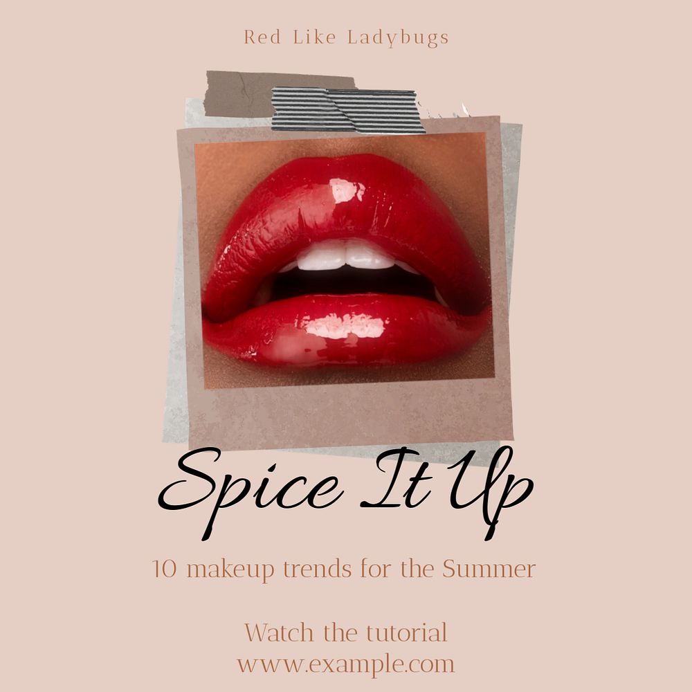 Spice it up makeup Instagram post template, editable text