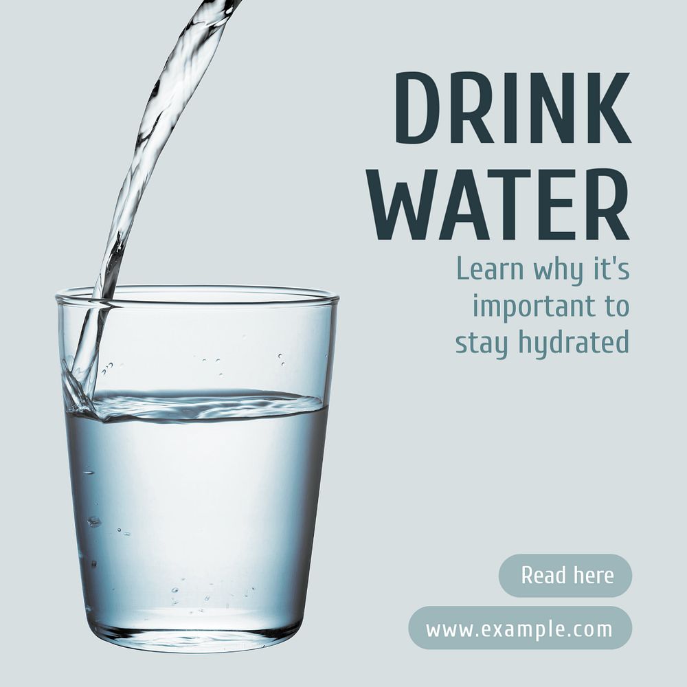 Drink water Instagram post template, editable text