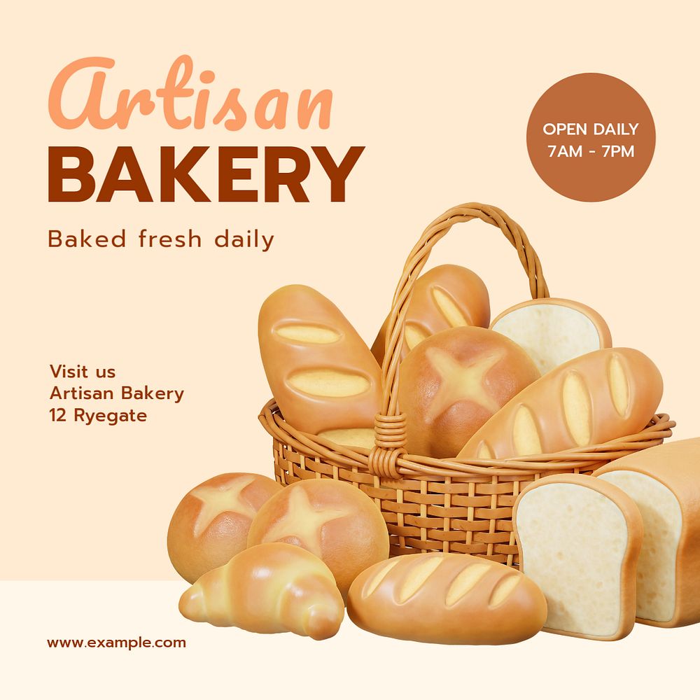 Artisan bakery Instagram post template, editable text