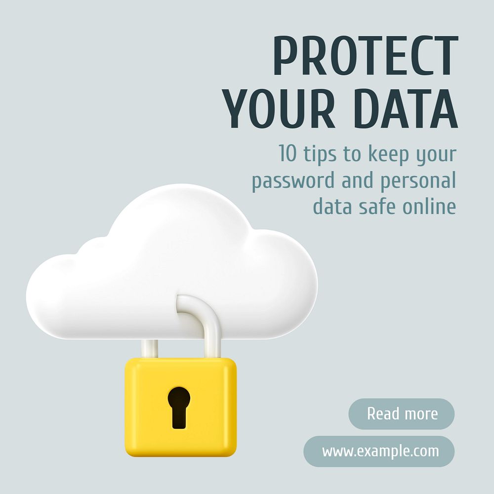 Data protection Instagram post template, editable text