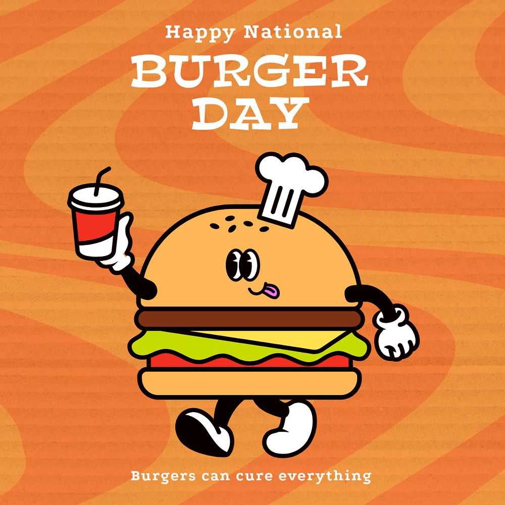 Burger Day Instagram post template, editable text