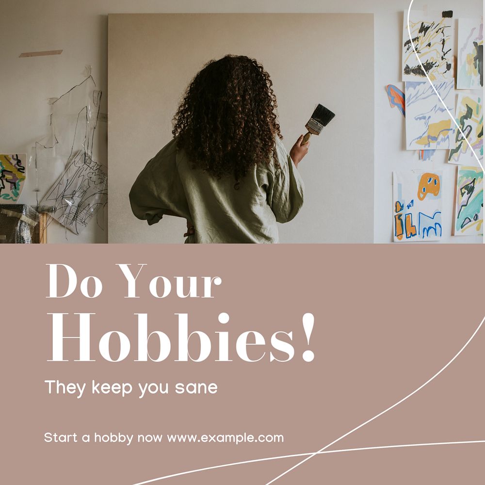 Start a hobby Instagram post template, editable text