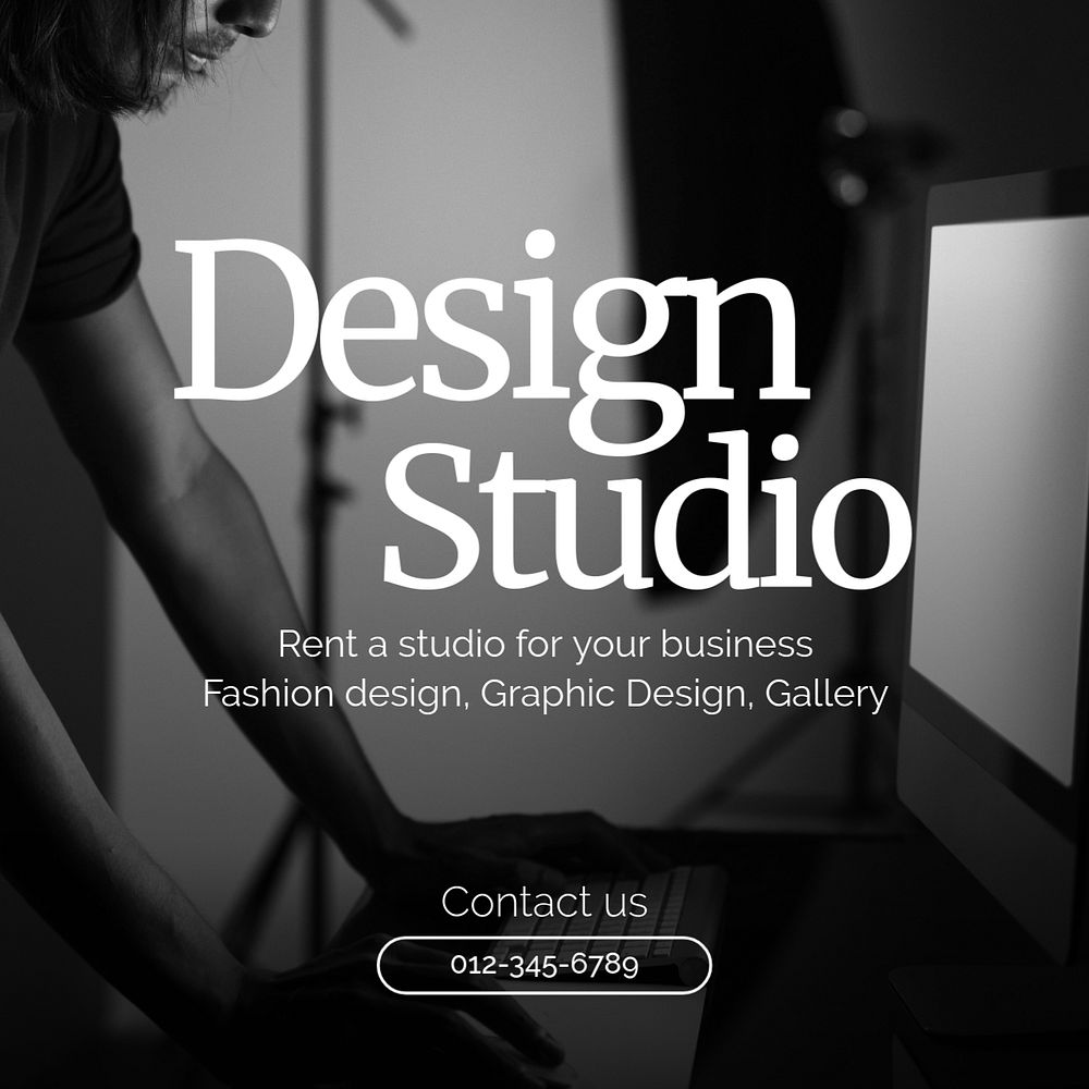 Design studio Instagram post template, editable text